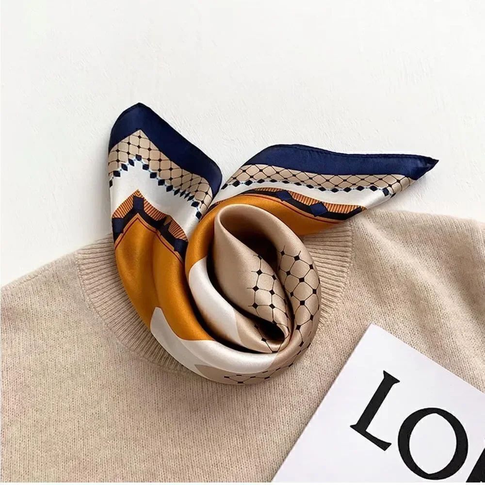 Beige Square Silk Scarf